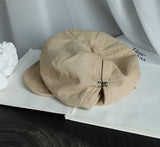 Beige Women's Vintage Style Baker Boy Cap - Soft Cotton Linen Blend - Front View