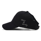 Black Stylish Ponytail Opening Baseball Cap - Have a Nice Day