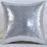 Shiny Sequin Pillowcase - Single-sided gorgeous pillowcase  (Silver pair: 45x45cm) - Side View