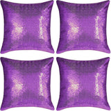 Shiny Sequin Pillowcase - Single-sided gorgeous pillowcase  (Purple pair: 45x45cm) - Top-Down View
