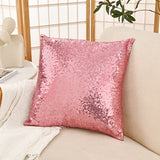 Shiny Sequin Pillowcase - Single-sided gorgeous pillowcase  (Pink pair: 40x40cm) - Front View