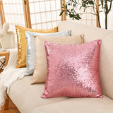 Shiny Sequin Pillowcase - Single-sided gorgeous pillowcase  (Pink pair: 40x40cm) - Side View