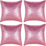 Shiny Sequin Pillowcase - Single-sided gorgeous pillowcase  (Pink pair: 40x40cm) - Top-Down View