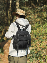 Black Lightweight Nylon Backpack - Water Resistant Travel Daypack for Women & Men - Side View
