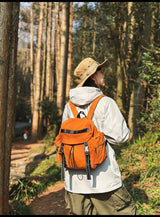 Brown Lightweight Nylon Backpack - Water Resistant Travel Daypack for Women & Men - Front View