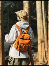 Brown Lightweight Nylon Backpack - Water Resistant Travel Daypack for Women & Men - Side View