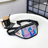 Black Transparent Waist Bag - Shiny Laser Waist Bag Crossbody Bag - Side View