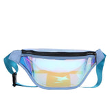 Blue Transparent Waist Bag - Shiny Laser Waist Bag Crossbody Bag - Front View