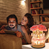 Pink Rose LED Crystal Flower Table Lamp - USB Rechargeable Touch Control Night Light - Side View