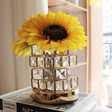 Sunflower LED Crystal Flower Table Lamp - USB Rechargeable Touch Control Night Light - Front View
