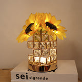 Sunflower LED Crystal Flower Table Lamp - USB Rechargeable Touch Control Night Light - Side View