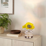 Sunflower LED Crystal Flower Table Lamp - USB Rechargeable Touch Control Night Light - Top-Down View