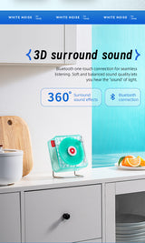 Black Retro Bluetooth Speaker - Transparent Vinyl Design with RGB Light - 45-Degree Angle
