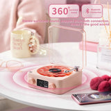 White Waves Retro Bluetooth Speaker Clock with Ambient Light Projector - Rear View