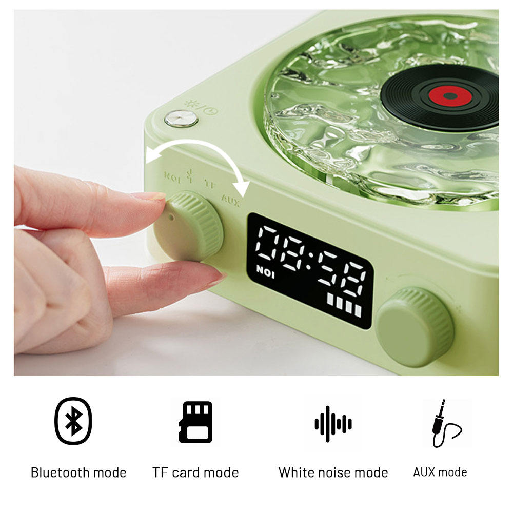 Black Waves Retro Bluetooth Speaker Clock with Ambient Light Projector