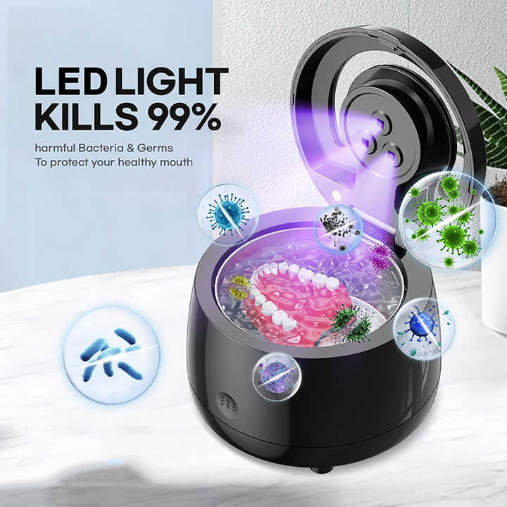 White Ultrasonic Cleaner with UV Light for Dentures, Aligners & Jewelry, image 2