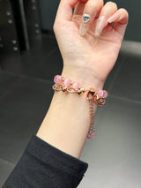 2-pcs Pink Elegant Cat's Eye Beaded Bracelet Band for Apple Watch - Women's Luxury Strap (Compatible Size :38/40/41MM ) - Rear View
