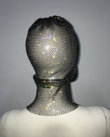 Green Glitter Rhinestone Face Balaclava - Trendy Music Festival Head Cover, 37cm - Extra Image