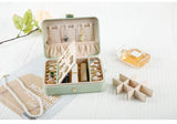 Beige Elegant Quilted PU Leather Jewelry Box - Portable Organizer for Travel & Home - Rear View
