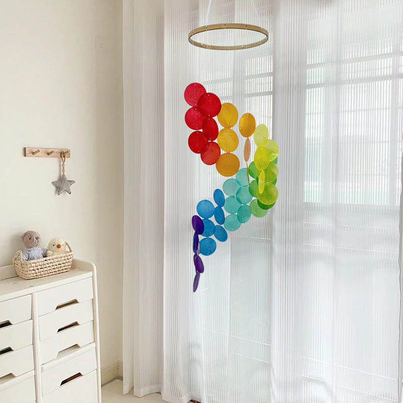White Bohemian Seashell Wind Chime - Dream Catcher Hanging Decor for Home