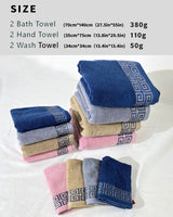 Blue Luxury Cotton Towel Set - 6-Piece Highly Absorbent Bath & Hand Towels - Side View