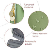 Beige Stylish Travel Makeup Organizer Bag with Hanging Hook - Waterproof & Spacious Design - Top-Down View