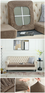 2 Pcs Brown Elegant Polyester Sofa Cover - Full Protection Against Cat Scratches & Wear - Front View