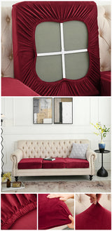 2 Pcs Claret Elegant Polyester Sofa Cover - Full Protection Against Cat Scratches & Wear - Front View