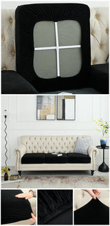 2 Pcs Black Elegant Polyester Sofa Cover - Full Protection Against Cat Scratches & Wear - Front View