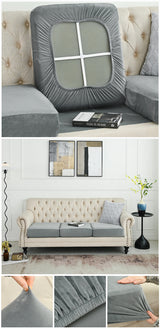 2 Pcs Grey Elegant Polyester Sofa Cover - Full Protection Against Cat Scratches & Wear - Front View