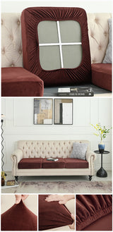 2 Pcs Coffee Elegant Polyester Sofa Cover - Full Protection Against Cat Scratches & Wear - Front View