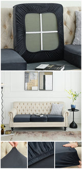 2 Pcs Dark Grey Elegant Polyester Sofa Cover - Full Protection Against Cat Scratches & Wear - Front View