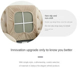 2 Pcs Khaki Elegant Polyester Sofa Cover - Full Protection Against Cat Scratches & Wear - Rear View