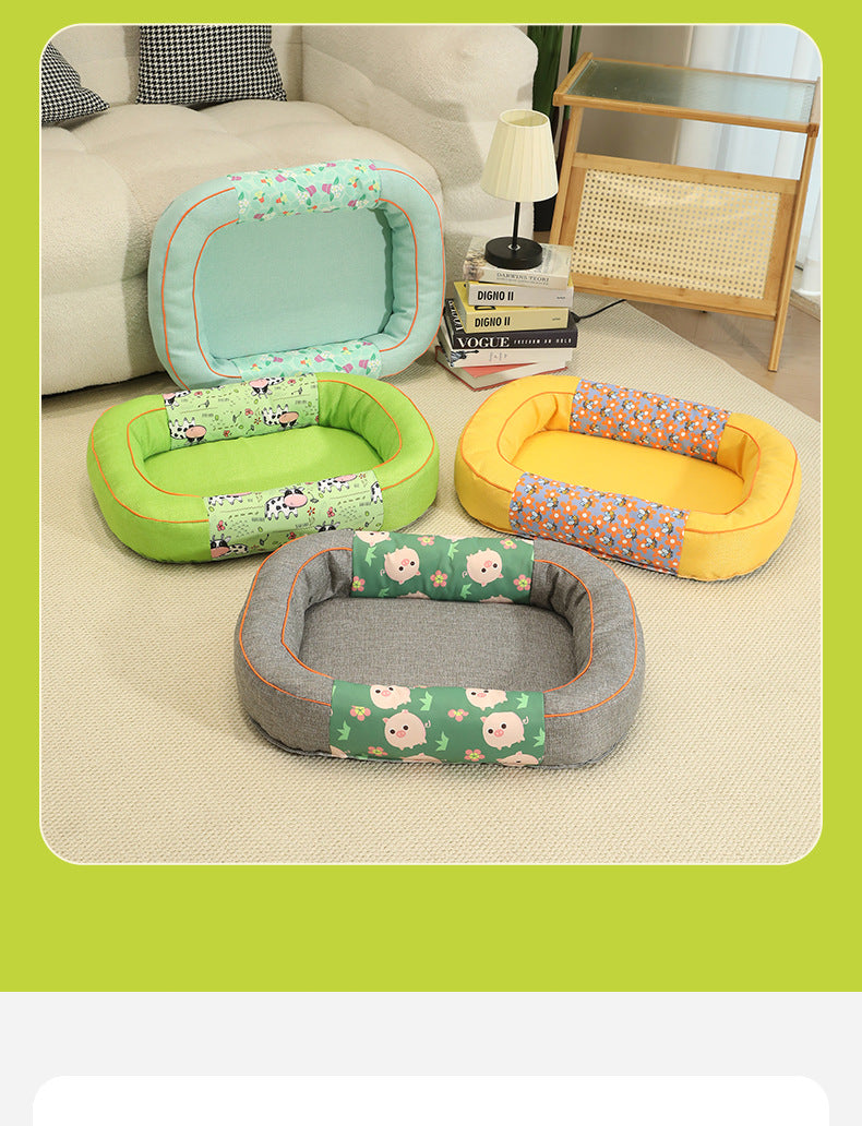 Size M Blue Cozy Pet Bed for Small Dogs and Cats - Durable & Chew-Resistant Nest for All Seasons