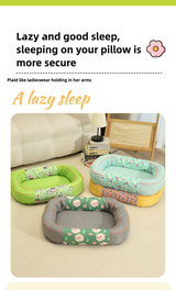 Size M Blue Cozy Pet Bed for Small Dogs and Cats - Durable & Chew-Resistant Nest for All Seasons - Rear View
