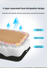 Size S Style 4 Blue And Brown Pet Cooling Mat for Dogs and Cats - Summer Breathable Woven Rattan Bed with Sponge Cushion, Durable and Chew-Resistant - Top-Down View