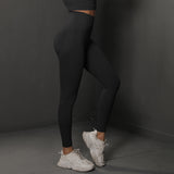 Size M Black Seamless High-Waisted Yoga Pants for Women - Lift Workout Leggings for Running, Gym, and Fitness - Side View