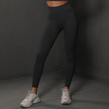 Size L Black Seamless High-Waisted Yoga Pants for Women - Lift Workout Leggings for Running, Gym, and Fitness