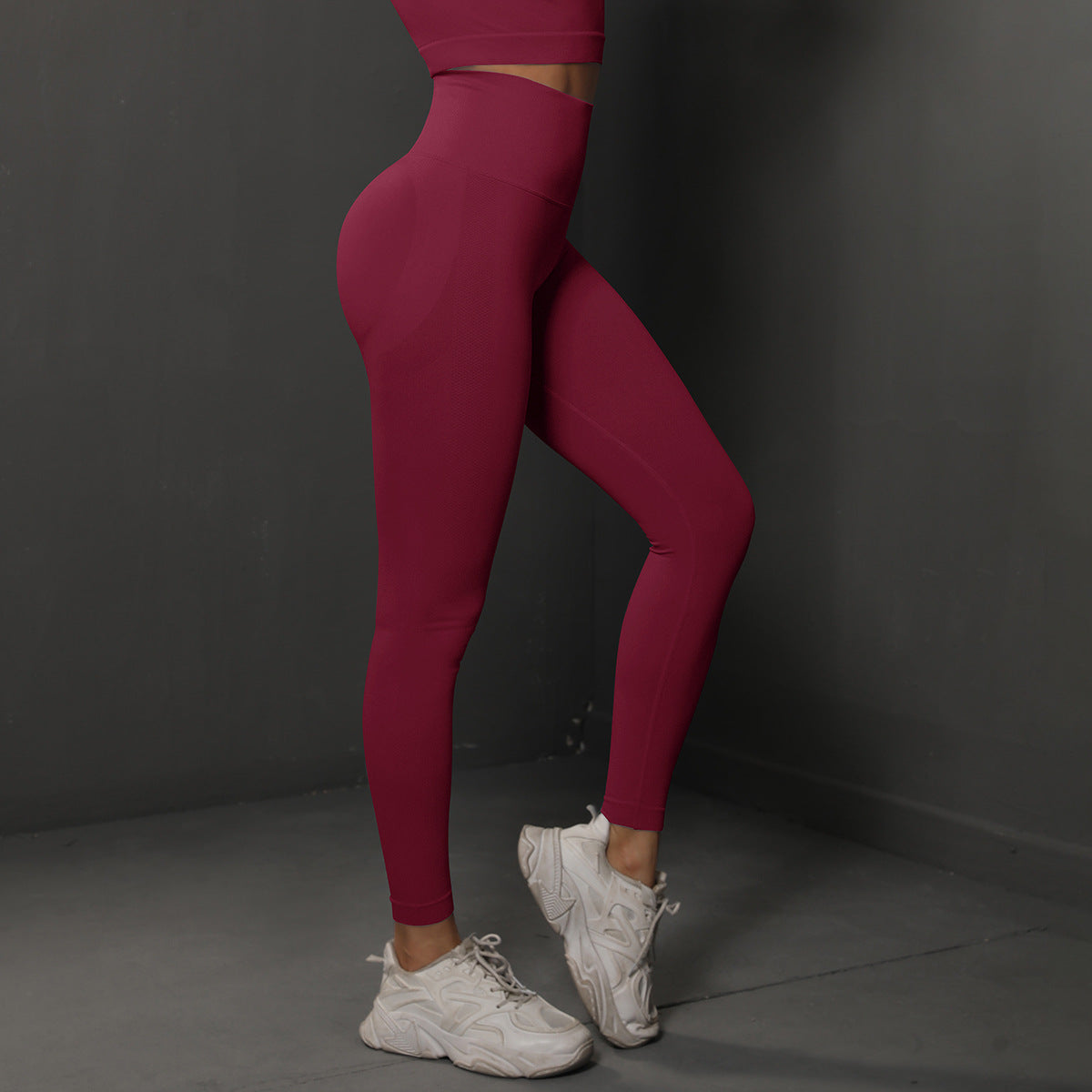 Size S Claret Red Seamless High-Waisted Yoga Pants for Women - Lift Workout Leggings for Running, Gym, and Fitness