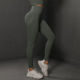 Size M Dark Grey Seamless High-Waisted Yoga Pants for Women - Lift Workout Leggings for Running, Gym, and Fitness - Side View
