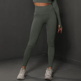 Size S Dark Grey Seamless High-Waisted Yoga Pants for Women - Lift Workout Leggings for Running, Gym, and Fitness - Front View
