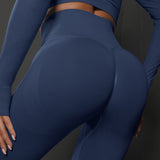 Size S Navy Blue Seamless High-Waisted Yoga Pants for Women - Lift Workout Leggings for Running, Gym, and Fitness