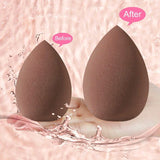 3 * Brown 20 Sets Makeup Sponge Set - Flannel Headband, Crystal Velvet Puffs, Non-Latex Beauty Blenders for Flawless Application - Top-Down View