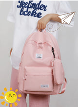 Pink Large Capacity Travel Backpack for Girls - Waterproof School Bag with Detachable Pencil Case - Side View