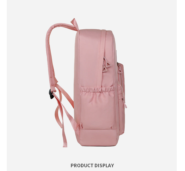 White Large Capacity Travel Backpack for Girls - Waterproof School Bag with Detachable Pencil Case