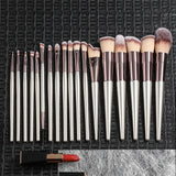 Black 18-Piece Makeup Brush Set - Professional Synthetic Fiber Brushes with Wooden Handles for Flawless Beauty - Side View