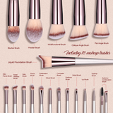 Black 18-Piece Makeup Brush Set - Professional Synthetic Fiber Brushes with Wooden Handles for Flawless Beauty