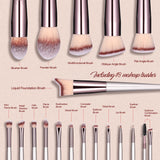 Black 18-Piece Makeup Brush Set - Professional Synthetic Fiber Brushes with Wooden Handles for Flawless Beauty - Extra Image