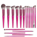 Pink 18-Piece Makeup Brush Set - Professional Synthetic Fiber Brushes with Wooden Handles for Flawless Beauty