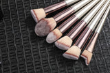 Pink 18-Piece Makeup Brush Set - Professional Synthetic Fiber Brushes with Wooden Handles for Flawless Beauty - Low Angle